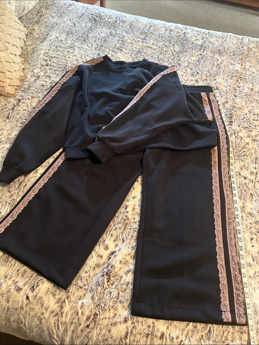 all in motion Black Lounge Set with Pink Trim